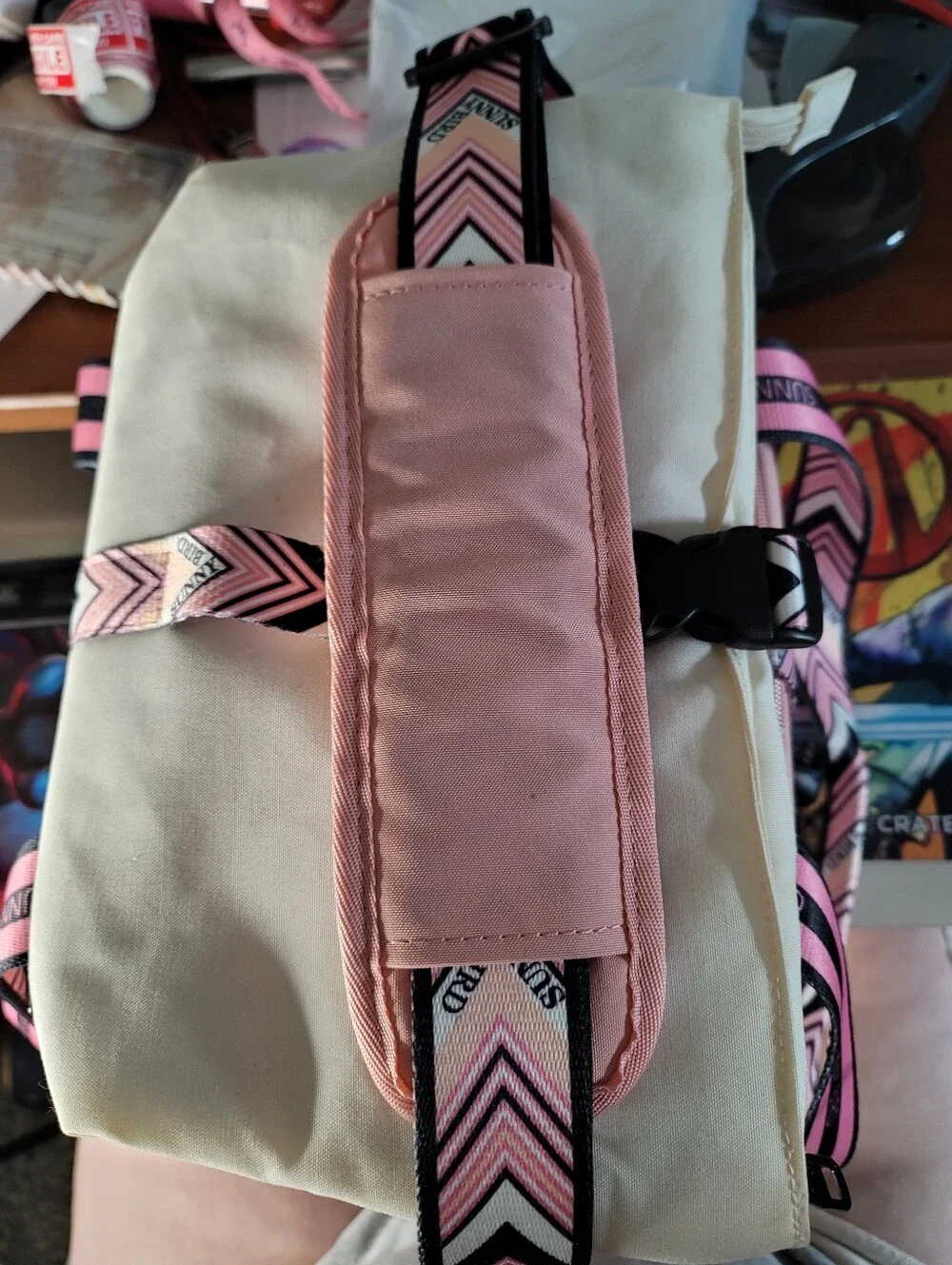 SUNNY BIRD Dual Compartment Insulated Lunch Bag (Pink & Cream)